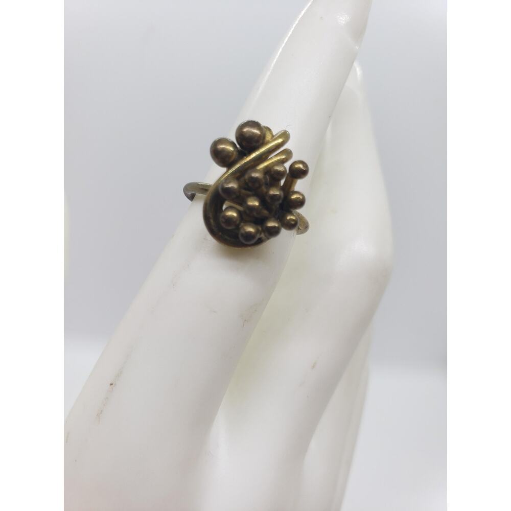 Vintage Ring Mid Century Brutalist Pal Kapenyes Style Mixed Metal sz 5.75 1960s